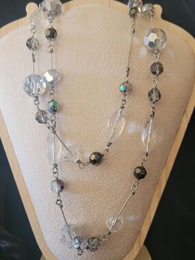 Cookie LEE Crystal Bead Necklace - Clear/Silver